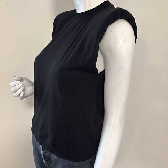 Alice + Olivia Braxton Padded Shoulder Muscle Tee Sleeveless Tank Top - Picture 3 of 8